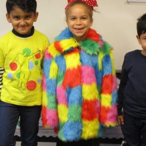 children in colourful clothes