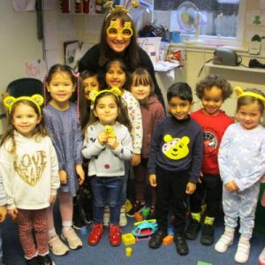 children dressed as pudsy bear